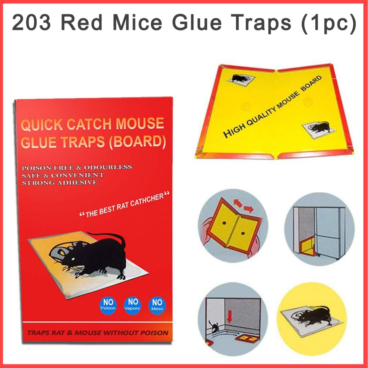 203 Red Mice Glue Traps (1pc) DeoDap