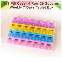 0383 Pill Case- 4 Row 28 Squares Weekly 7 Days Tablet Box Holder Medicine Storage Organizer Container DeoDap