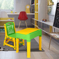 4594B Table d'étude avec ensemble de chaises à utiliser pour l'étude | Ordinateur portable| |Bureau| Salle de classe | Salle d'étude | École | table et chaise pour enfants, table d'étude en plastique (jaune et vert)