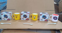 4121 Mix Design & Color Coffee Mug With Spoon and box packing, Design Coffee Mug Used for Drinking and Taking Coffees and Some Other Beverages in All Kinds of Places (1 pc)