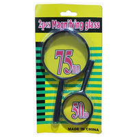 9144 Lentille de loupe - aide à la lecture en verre - loupe en verre véritable utilisable des deux côtés - loupe en verre incassable, Protect Eyes, 75 mm et 50 mm (ensemble de 2 pièces)