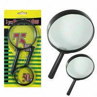 9144 Lentille de loupe - aide à la lecture en verre - loupe en verre véritable utilisable des deux côtés - loupe en verre incassable, Protect Eyes, 75 mm et 50 mm (ensemble de 2 pièces)