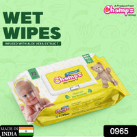 0965 Lingettes humides Champs Premium infusées à l'extrait d'aloe vera (72 N Wipes)