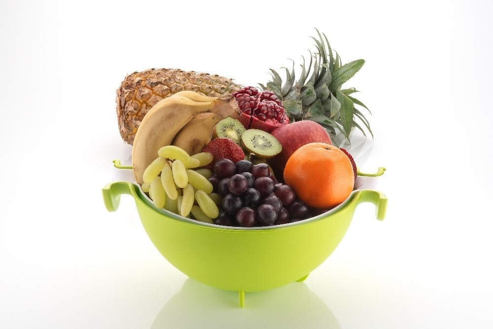 0728 Multifunctional Washing Fruits & Vegetables Basket Strainer and Detachable Drain Basket Bowl DeoDap