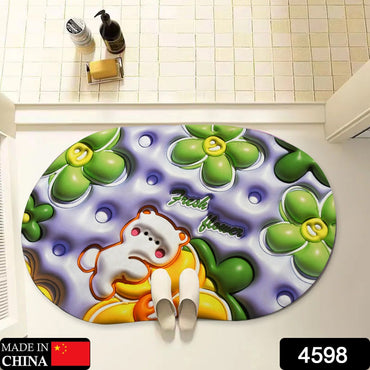 4598 Tapis absorbant antidérapant visuel 3D, nouveau tapis de sol doux et Super absorbant, tapis de salle de bain avec séchage de douche à fleurs mignonnes