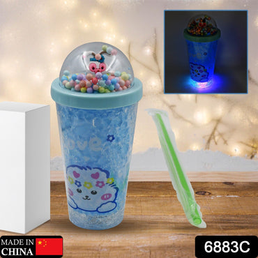 6883C Bouteille d'eau licorne lumineuse LED, gobelet Mason avec paille pour enfants, gobelet à paillettes avec gobelets jouets pour garçons et filles, école/cours/salle de sport/pique-nique, enfants et adultes, cadeaux de retour d'anniversaire