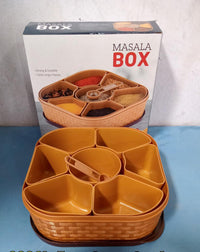 2032H Boîte Masala pour conserver les épices, boîte à épices pour la cuisine, récipient Masala, style bois en plastique, 7 sections (multicolores).