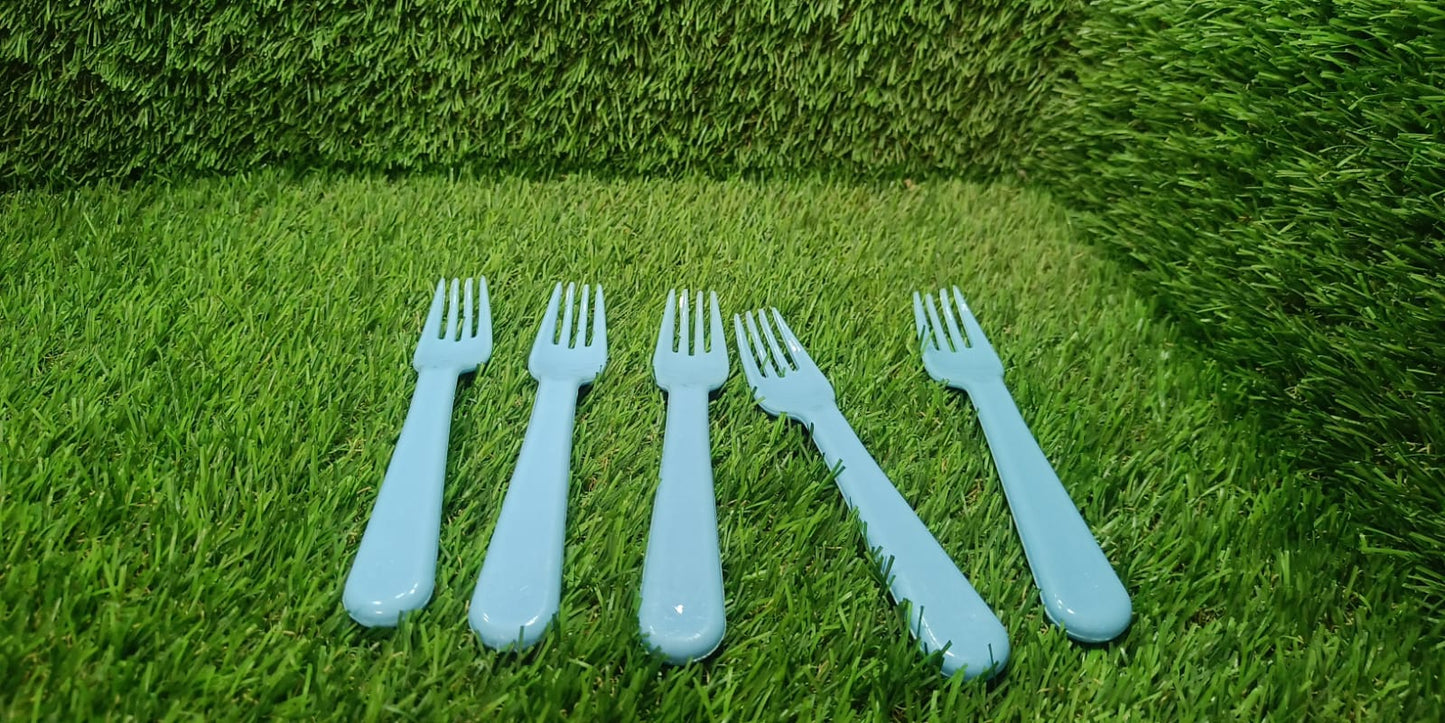 5895 Fourchettes en plastique lourdes réutilisables de qualité supérieure, fournitures de fête, taille unique, ensemble de fourchettes de service en plastique 5 pièces pour la cuisine, les voyages, la maison (5 pièces)