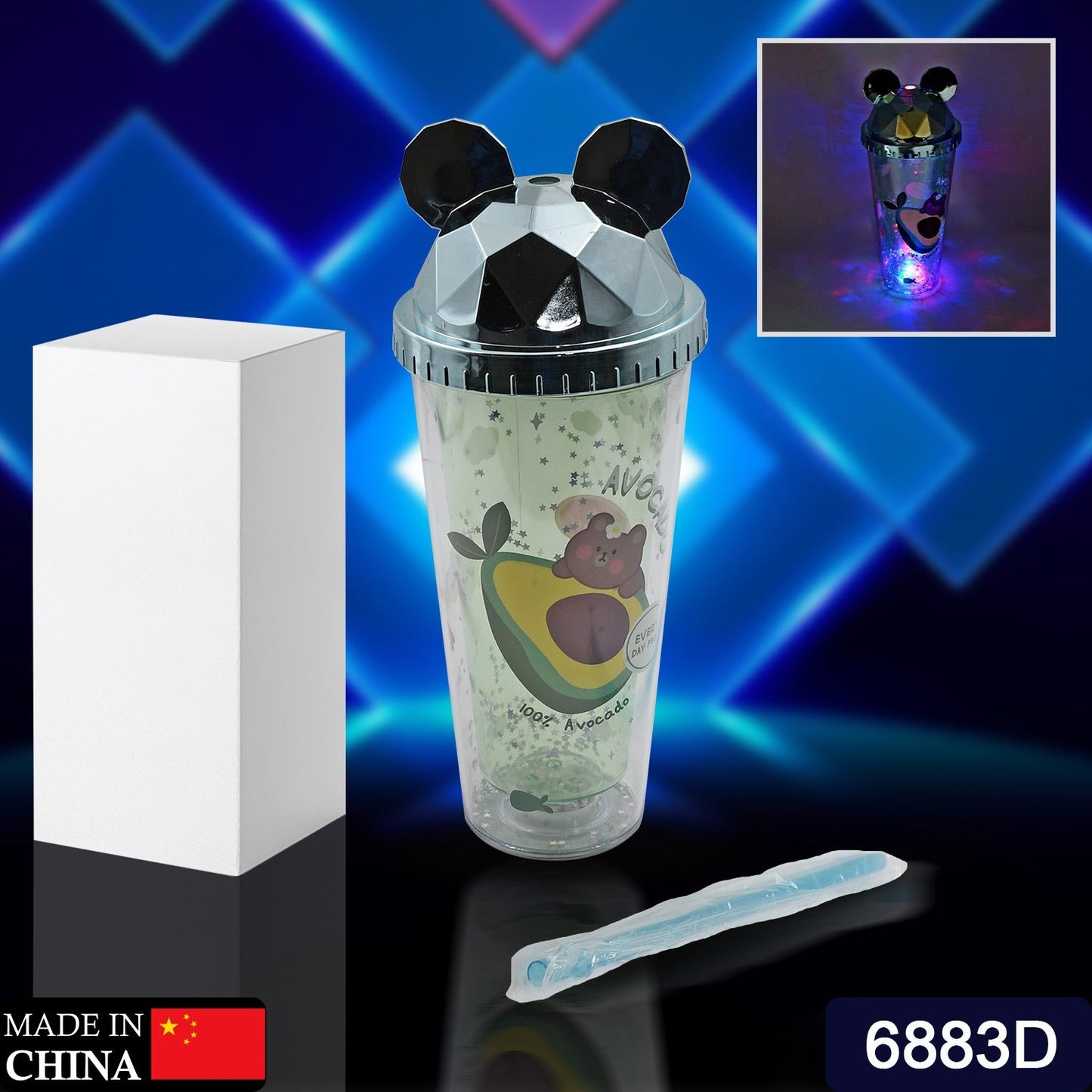 6883D Sipper à eau licorne à lumière LED pour enfants " Sipper à eau pour garçons (1 pièce) Sipper à eau spatial pour enfants - Sans BPA, étanche et facile à nettoyer - École et extérieur pour enfants et garçons Cadeaux de retour d'anniversaire