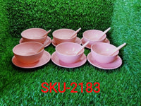 2183 Soup Bowl Set with Spoon and Saucer - 18 pcs DeoDap