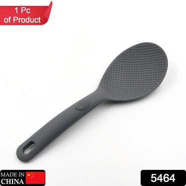 5464 Cuillère à riz avec manche en silicone, cuillère à spatule, cuillère à riz en caoutchouc antiadhésive, ustensile de cuisine (24 cm)