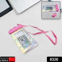 8326 Pochette étanche à fermeture éclair pour téléphone portable sous l'eau, étui de protection en plastique transparent étanche pour smartphone pour tous les types de téléphones mobiles