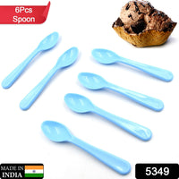 5349 Food Plastic Spoon Set, Plastic Table Spoon Set Plastic Tea Spoon, Coffee with ABS Plastic, Heat-Resistant Spoon (6 Pc Set )