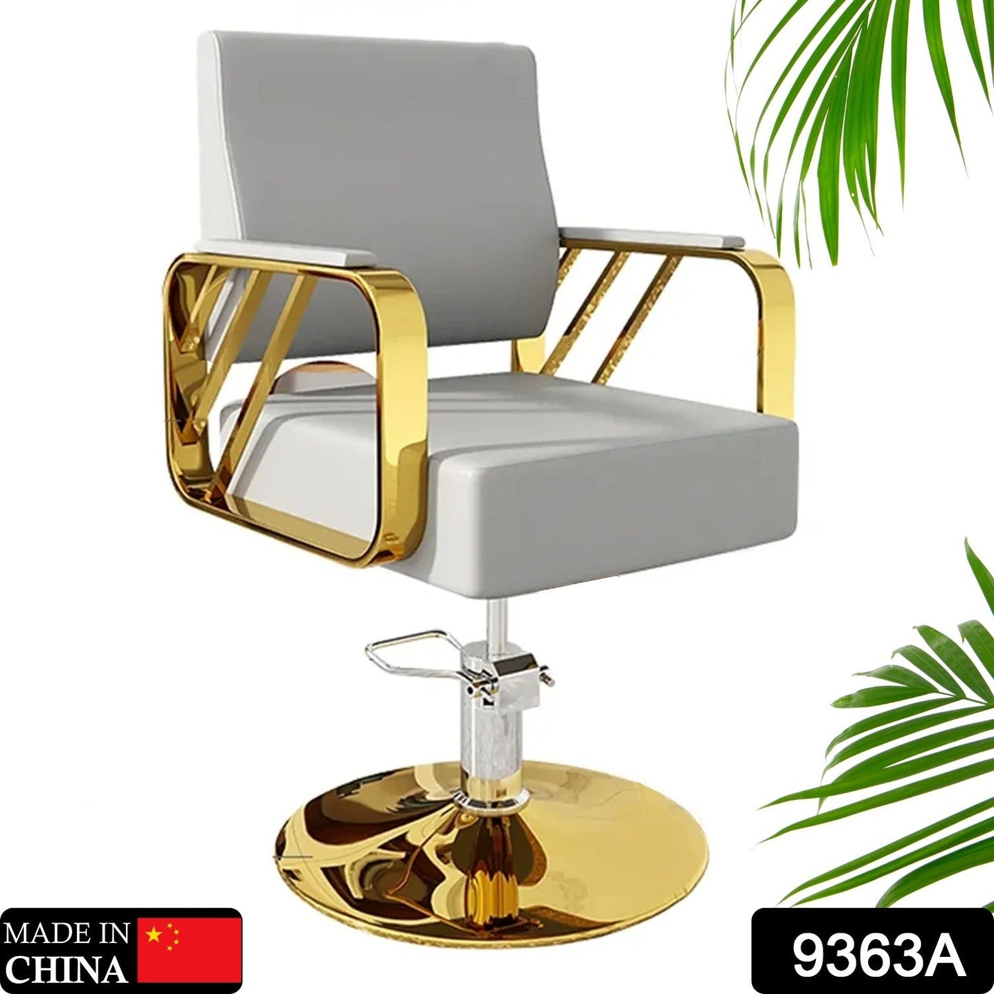 9363A  Modern Regular Chair with Hydraulic Lift for Home Office Hotel Cafe Chair (1 Unit Silver & Gold)