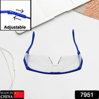 7951 Lunettes de sécurité anti-poussière et coupe-vent - Protection UV - Lunettes de sécurité réglables - Spray transparent - Protection des yeux - Lunettes transparentes pour hommes et femmes - Lunettes de laboratoire sur lunettes