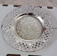 2495-plaqué argent-croix gammée-pooja-thali-set-brillant-puja-thali