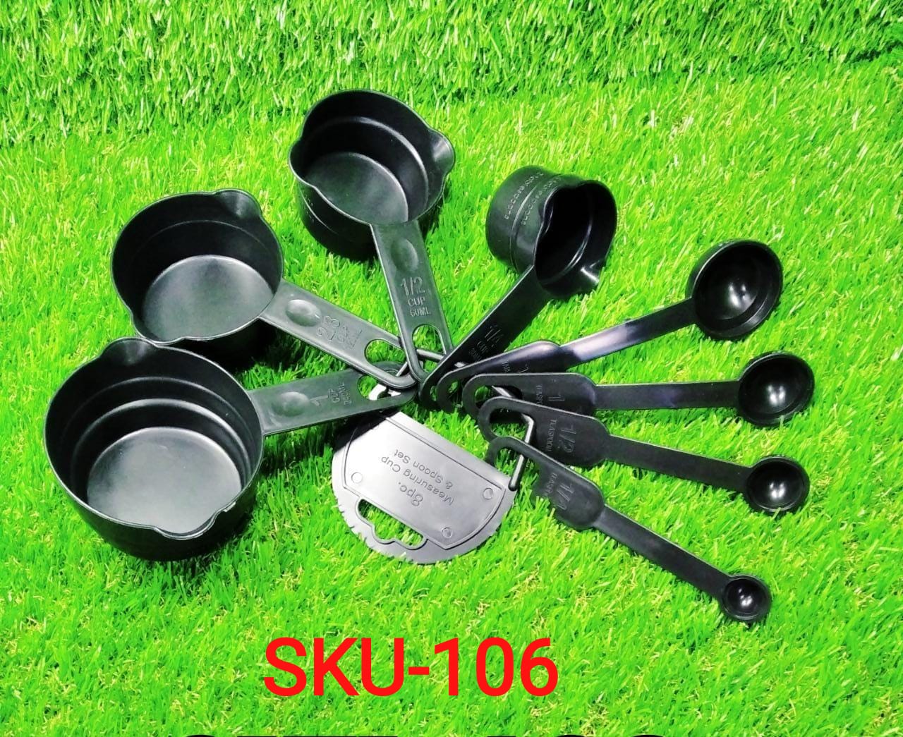 106 Plastic Measuring Cups and Spoons (8 Pcs, Black) Gotilyo