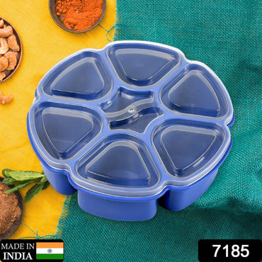 7185 Unique Design Multipurpose Masala / Spice Box Container Spice Box For Kitchen , Masala Container , ( Plastic 7 Section ) DeoDap