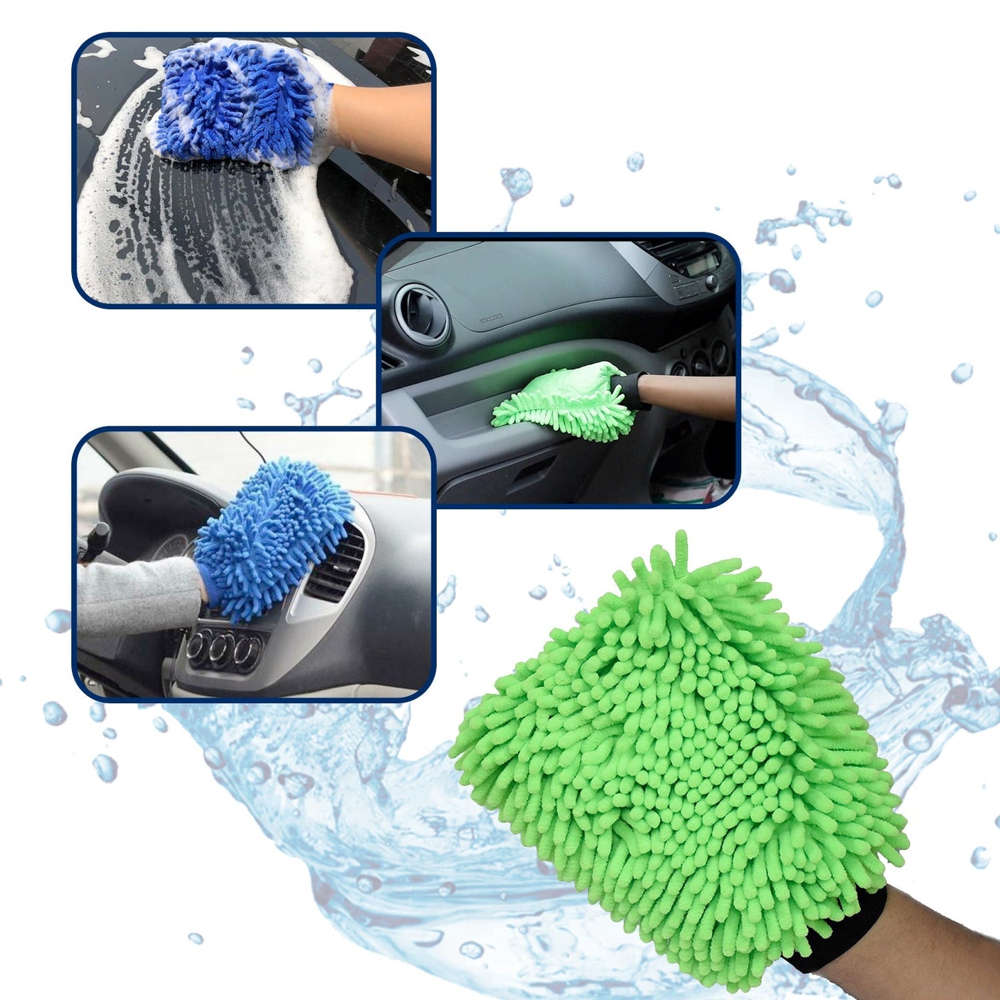 4917 Microfiber Wash and Dust Chenille Mitt Cleaning Gloves DeoDap