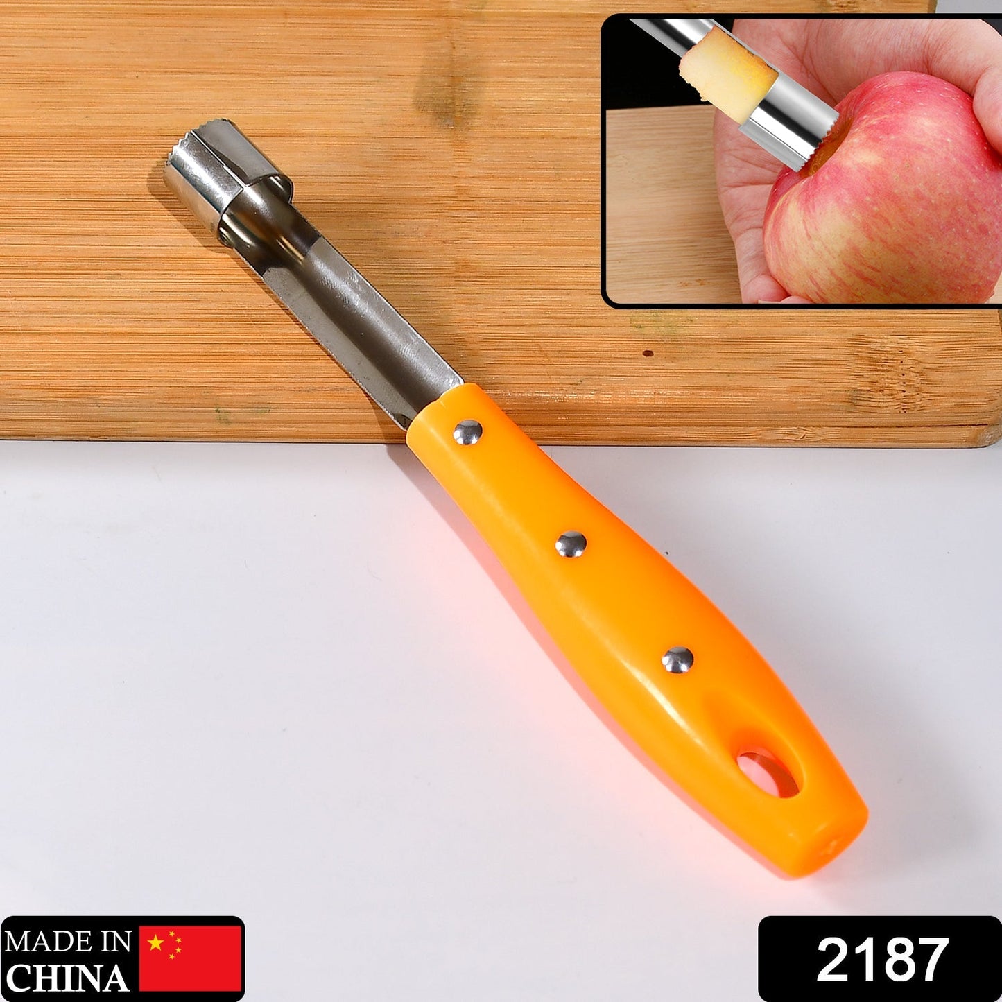 2187 Vide-pomme en acier inoxydable, extracteur de noyau pour pomme et poire, gadget de cuisine.